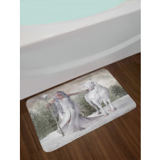 Elf Holdng Mace and Horse Bath Mat