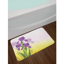 Iris Flowers Leaves Bath Mat