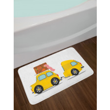 Retro Car with Trailer Bath Mat