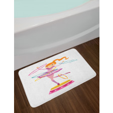 Girl Twirling Hoops Bath Mat