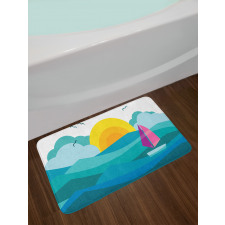 Sunny Sea Sail Ship Bath Mat