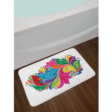 Vibrant Colorful Leaves Bath Mat