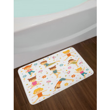 Cartoon Exercising Kids Bath Mat