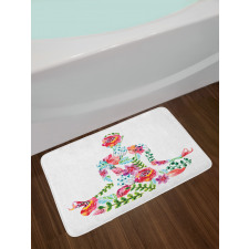 Silhouette with Flowers Bath Mat