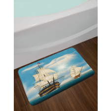 Antique Ships Navy Bath Mat