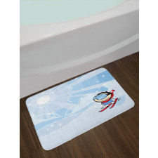 Skiing Boy Sunshine Bath Mat