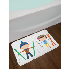 Boy and Girl Skis Bath Mat