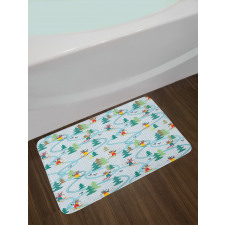 Skiing Raccoon Bath Mat