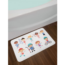 Hockey Player Skating Bath Mat