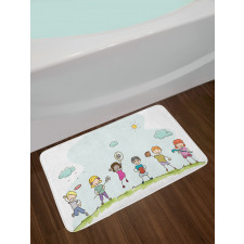 Cartoon Day in Park Bath Mat