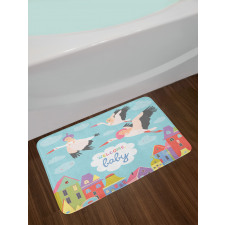 Cartoon Storks Bath Mat