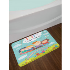 Happy Kids on a Swing Bath Mat