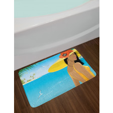 Young Woman Tropical Sea Bath Mat