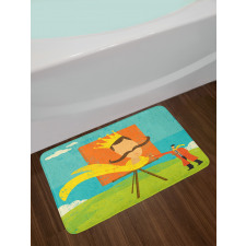 Funny Cartoon Artist Bath Mat