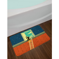 Woman on Ladder Bath Mat