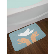 Peace Dove Flying Hands Bath Mat
