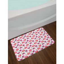 Pink and Violet Peonies Bath Mat