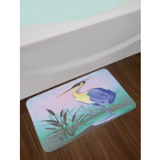 Heron with Reed Water Bath Mat