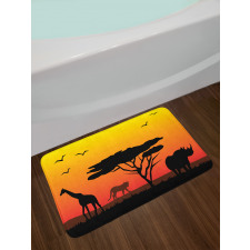 Silhouette of Animals Bath Mat