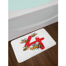 4 Hardworking Bees Bath Mat