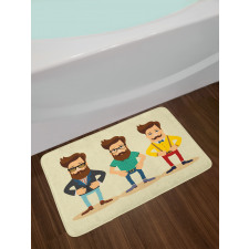 Men Hipster Fashion Sketch Bath Mat