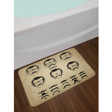 Male Face Moustache Hair Bath Mat