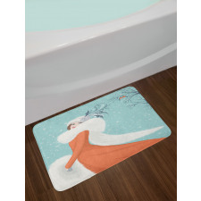 Lady in Red Coat Bath Mat