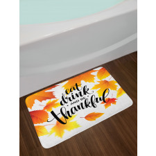 Autumn Thanksgiving Text Bath Mat