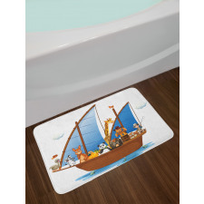 Animal Boat Sailing Ancient Bath Mat