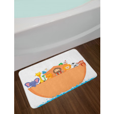 Animals Aboard Flood Motif Bath Mat