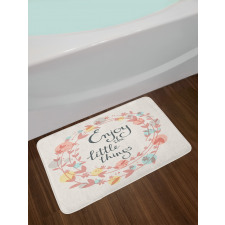 Flowers and Leaves Phrase Bath Mat