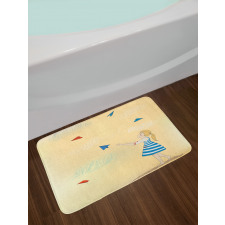 Girl with Paper Planes Bath Mat