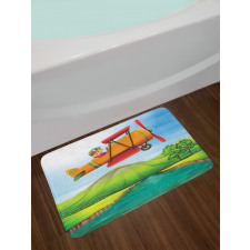 Kid on a Biplane River Bath Mat