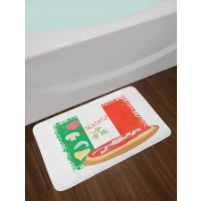 Italian Cuisine and Flag Bath Mat