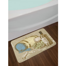 Vintage Themed and Grapes Bath Mat