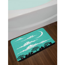 Buildings with Trees Bath Mat