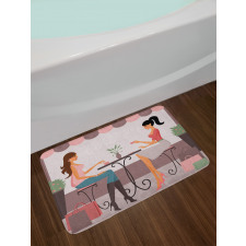 Women Having Coffee Bath Mat