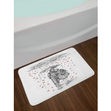 Couple on Rainy Day Bath Mat