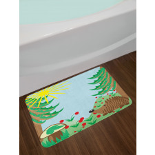 Rising Sun Above Trees Bath Mat