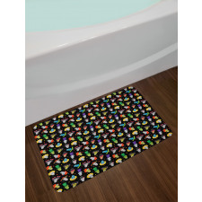 Funny Skulls Stars Bath Mat