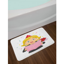 Woman Reading Note Bath Mat