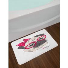 Cartoon Fashion Hipster Dog Bath Mat