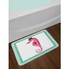 Hipster Seahorse Hat Bath Mat