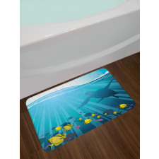 Fish in the Wavy Ocean Bath Mat