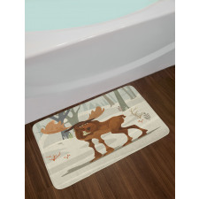 Funny Elk Mascot Bath Mat