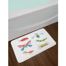 Hand Drawn Bug Pattern Bath Mat