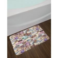 Grunge Abstract Floral Art Bath Mat