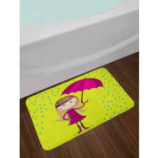 Little Girl Under Raindrop Bath Mat