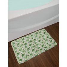 Exotic Flowers Branches Bath Mat