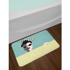 Retro Pop Art Young Woman Bath Mat